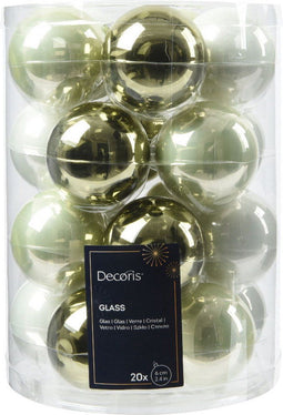 Kerstbal glas d6 cm groen/wit 20st