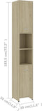 vidaXL - Badkamerkast - 30x30x183,5 - cm - bewerkt - hout - sonoma - eikenkleurig