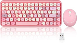 PERIDUO-713 Draadloze Mini Toetsenbord en Muis Set AZERTY Pastelroze