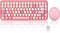PERIDUO-713 Draadloze Mini Toetsenbord en Muis Set AZERTY Pastelroze
