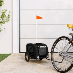 Hondenfietstrailer oxford stof en ijzer zwart