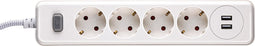 Philips 4-voudige Stekkerdoos - SPN3042WA/10- 230V - Wit - met USB