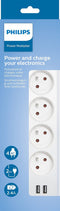 Philips 4-voudige Stekkerdoos - SPN3042WA/19 - 230V - Wit - met USB