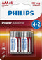Philips AAA batterijen LR03P6BP/10 (zes stuks)