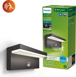 Philips Bustan wandlamp - Ultra Efficient - antraciet - met sensor - 3,8W