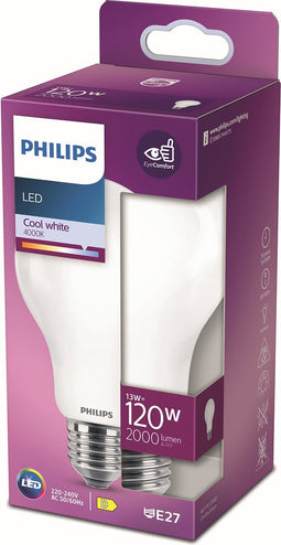 Philips Classic LEDbulb E27 Peer Mat 13W 2000lm - 840 Koel Wit | Vervangt 120W