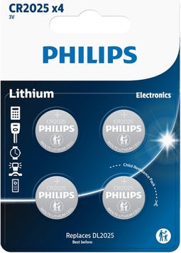 Philips CR2025 Lithium Knoopcel Batterij - 4 Stuks