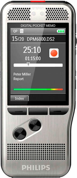 Philips DPM6000/02 PocketMemo Dicteerapparaat – Stereo microfoons – Druktoetsen - Robuuste behuizing - SpeechExec workflow-software