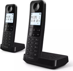 Philips Draadloze Telefoon D2752B/12 - DECT - 2 Handsets - Huistelefoon - Vaste Lijn - Nummerherkenning - Zwart