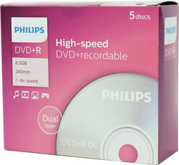 Philips DVD+R 8.5 GB - Double Layer - Jewel Case - 5 stuks