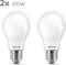 Philips energiezuinige LED Lamp Mat - 60 W - E27 - warmwit licht - 2 stuks - Bespaar op energiekosten