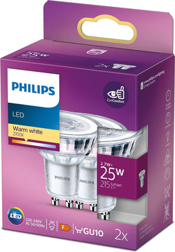 Philips energiezuinige LED Spot - 25 W - GU10 - warmwit licht - 2 stuks - Bespaar op energiekosten