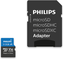 Philips FM51MP65B micro SDXC kaart 512 GB - Class 10 UHS-I U3 - 4K V30 - Inclusief SD adapter