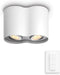 Philips Hue Pillar opbouwspot - warm- tot koelwit licht - 2 spots - wit - 1 dimmer switch - GU10