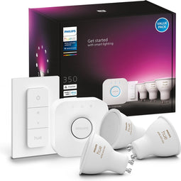 Philips Hue starterkit - wit en gekleurd licht - 3-lampen - GU10 - 1 dimmer switch