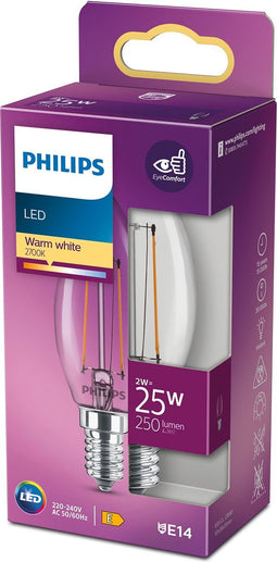 Philips LED Classic Kaarslamp 25W B35 E14 Warm Wit