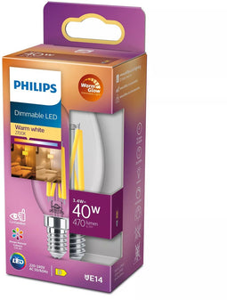 Philips LED Kaars Transparant - 40 W - E14 - Dimbaar warmwit licht