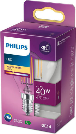 Philips LED Kogellamp Transparant - 40 W - E14 - warmwit licht