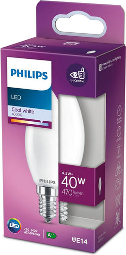Philips LED lamp E14 Monochroom Lichtbron - Koel wit - 4,3W = 40W - Ø 35 mm - 1 stuk