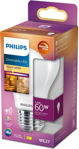 Philips LED Lamp Mat 60W E27 Dimbaar Warm Wit Licht
