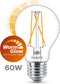 Philips LED Lamp Transparant 60W E27 Dimbaar Warm Wit Licht