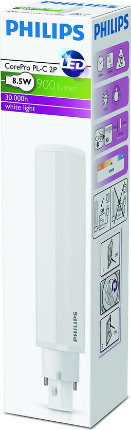 Philips - LED PLC - CorePro - 8.5W - 830 - 3000K warm wit - 2P - G24d-3