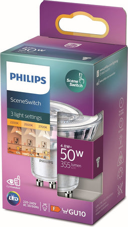 Philips LED Spot SceneSwitch - 50 W - GU10 - warmwit licht