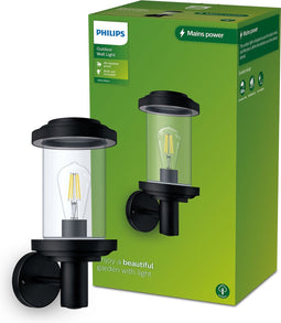 Philips Listra wandlamp - zwart - E27