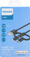 Philips Oplaadkabel DLC5204C/00 - 3-in-1: Micro-USB, USB-C en Lightning - 1,2 Meter - Zwart