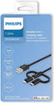 Philips Oplaadkabel DLC5204C/00 - 3-in-1: Micro-USB, USB-C en Lightning - 1,2 Meter - Zwart