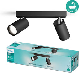 Philips Plafondspot 2 Lichts Badkamer Zwart - IDRIS