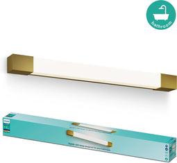 Philips Rover Spiegelverlichting - Spatwaterdicht IP44 - 10W - Warmwit licht - Badkamerlamp - Rechthoekig - Messingkleurig