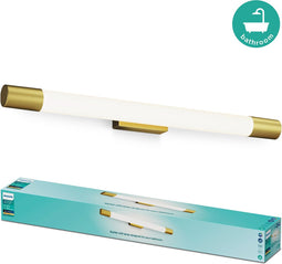 Philips Rover Spiegelverlichting - Spatwaterdicht IP44 - 10W - Warmwit licht - Badkamerlamp - Rechthoekig - Messingkleurig