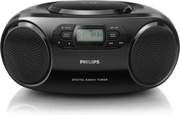 Philips Sound AZB500/12 DAB+ radio-cd-speler (DAB+/FM, dynamische basversterking, cd-weergave, shuffle/repeat-functie, 3,5 mm audio-ingang) zwart