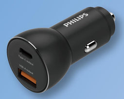 Philips universele dubbele autolader – Ultrasnel – USB type A en C – 36W