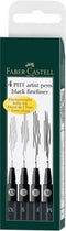 Faber-Castell tekenstift - fineliners- Pitt Artist Pen - etui 4 stuks M/F/S/XS - zwart - FC-167115