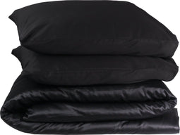PHLOX Queen Collectie Dekbedovertrek 140x200/220 cm - Katoen-Satijn 300 TC - Inclusief Kussensloop 60x70 cm - Luxe en Zacht PIMA Katoen - Zwart
