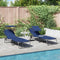 vidaXL - Opklapbare - ligbedden - 2 - stuks - met - luifel - Blauw - 600D - Oxford - stof