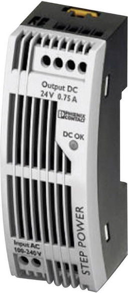 Phoenix Contact STEP-PS/1AC/24DC/0.75/FL DIN-rail netvoeding 24 V/DC 0.83 A 18 W Aantal uitgangen: 1 x Inhoud: 1 stuk(s)