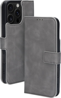Mobiparts iPhone 16 Pro Max - Classic Wallet Case - MagSafe compatible - Grijs