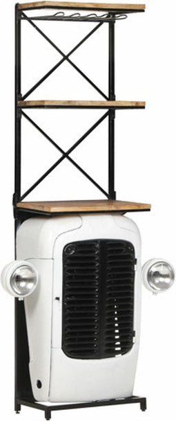 vidaXL - Wijnkast - tractor - 49x31x172 - cm - ruw - mangohout - wit
