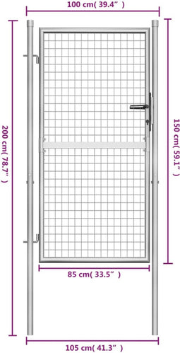 vidaXL - Poort - 105x200 - cm - gegalvaniseerd - staal - zilverkleurig