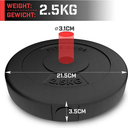 Physionics Halterschijven set 5 kg - 2 x 2,5 kg - Gewichten - Kunststof