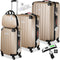 tectake® Cleo - 4-delige reiskofferset - Harde koffer met cijferslot en bagageweger - Champagne