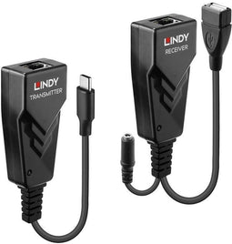 Lindy 100m USB 2.0 Type C Cat.6 Extender - USB extender over ethernet - 2x Ethernet 1Gbps