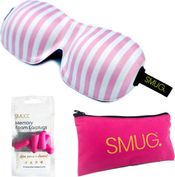 SMUG 3D Slaapmasker met Roze Oordopjes en Opbergzakje - 100% Verduisterend - Ergonomisch Oogmasker - Candy Shop Print