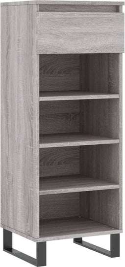 vidaXL - Schoenenkast - 40x36x105 - cm - bewerkt - hout - grijs - sonoma