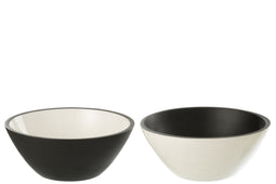 J-Line Bowl Vik Wood Black/White Assortment Of 2 - 2 stuks