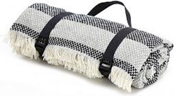 Picknickkleed Blauw Zilver Gestreept- Gerecycled - Waterdicht - 120x150 cm - Tweedmill
