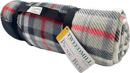 Picknickkleed Grijs Rood Geruit - Fleece - Waterdicht - 145x145cm - Tweedmill